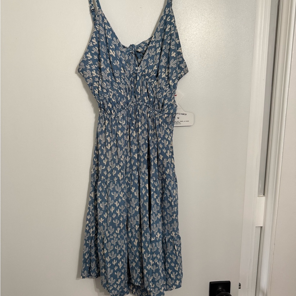 Blue cactus Patterned Women's Dress